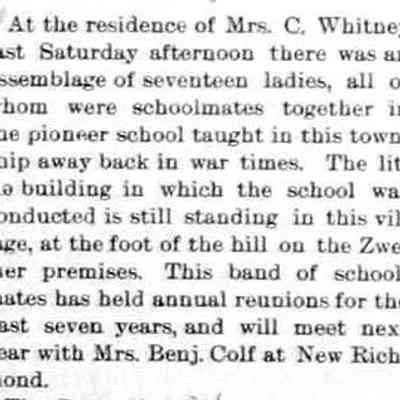 cr1896052901SchoolhouseStillStandsFrmCivWar.jpg: Mrs. C. Whitney, Mrs. Benjamin Colf