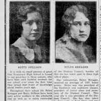          cr1930053001SHSHonorStudents.jpg; Helen Kreager and Betty Stillson honored
   
