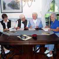          image017.jpg 53KB; from left: Pat Woods (1st cousin of the Eddys), Barbara Eddy Crandell, Joan Eddy Brigham, Joyce Eddy Plummer... taken in the Beech Hurst dining room.
   