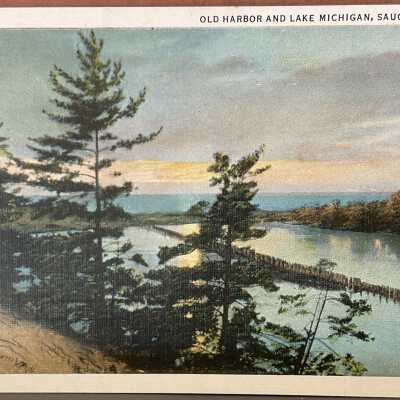 Old Harbor and Lake Michigan, Saugatuck, Mich