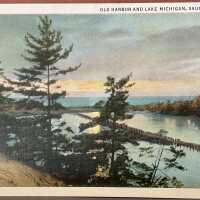 Old Harbor and Lake Michigan, Saugatuck, Mich