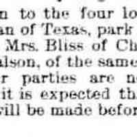          cr1895083001BlissVanDalsonBuyParkLots.jpg 13KB; Lots sold to Mr. Perryman of Dallas, Texas, Mrs. Bliss of Chicago and Mrs. Van Dalson
   