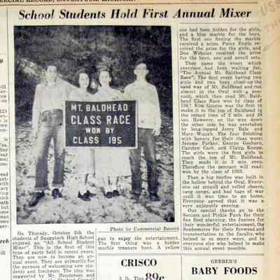 cr1950102009SaugatuckHS-BaldheadRace.jpg 395KB: Saugatuck High School Class race 1950 - Mr. Henderson, Patsy Engel, Don Webster, Kim Greene, Jerry Bale, Marc Waugh, Jerome Parker, George Goshorn, Carolyn Carr, Claire Knopp