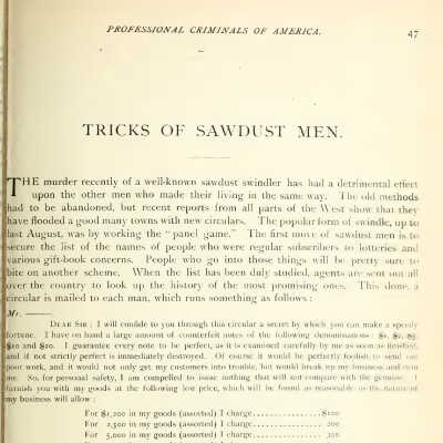 "Professional Criminals of America" by Thomas Byrens, 1886, pg. 47