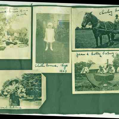 MF-LA-0042.JPG: Picnic, Charley the Expressman, Jean and Betty Vosberg, Hazel Rehberg
