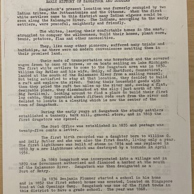 Early History of Saugatuck and Douglas
