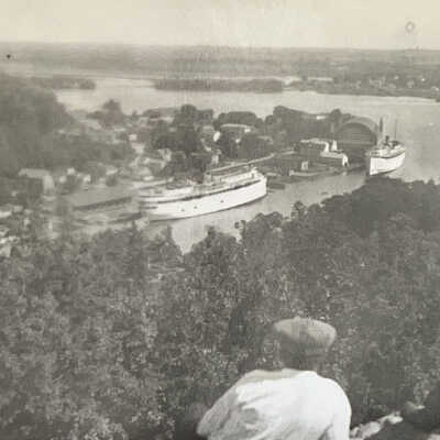 Mt. Baldhead view with two men