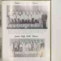          Compass 1965; Senior High Girls Chorus - BACK ROW (L. to R.) Barbara Fox, Cheryl Phillips, Terry Wilkins, Sheryl Fox, Cheryl Wilcox, Melissa Simmons, Laura Miller, Susan Gorz, Katherine Barnes, Inga Augeneder. FRONT ROW (L. to R.) Martha Smith, Elaine Crawford, Bea Larsen, Katherine Delke, Susan Bray, Marianne
Junior High Girls Chorus - (L. to R.) Janice Gilman, Judy Arnold, Iola Glover, Ellen Hemwail, Janice Oserie,
Debra Colby, Susan Wilkin, Mary Lou Herbert, Martha Hansen, Candy Sowers.
FRONT ROW (L. to R.) Nancy Nieusma, Vicki Boyce, Laurie Reiser, Rhoda Brooks, Marilyn Demerest, Pam Busscher, Jan Maxwell, Alice Clark, Pam Galbreath, Beverly Van Os, Mr.
Henry Hungerford (Director).
   