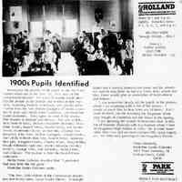          cr1976012906WardSchoolPupilsFrom1900.jpg 250KB; Remember the picture of the pupils in the old Ward
School which ran in the Nov. 20, 1975 issue of the Commercial Record? We asked if anyone could identify the people in the picture and several people replied, including Marlene Bjorklund, who got her information from the late Helene Lundgren of Glenn a number of years ago; Stella Force Callahan, and Madeline Scales Falconer. They agree on most of the names:
The teacher is Blanche Lamoreaux. The row at left, from front to back, includes Jeannette Steketee, Madeline Scales, Russell Johns, Harold Davis, and Dexter David (or Brewster Davis); second row, Clayton Van Leeuwen, Alta Vork, Helene Lundgren, Donald Scales, and Clella Wilmot; third row, Russell Force, unidentified girl, Margaret Scales, Charles Wade, Mary Miller, Maude Robinson; right row, Wesley Meadow (Wesley Wells?), George Vork, Abe Steketee, Stella Force, Ivah Gilman. The picture is from the Russell Force collection.
Stella Force Callahan recalled that 