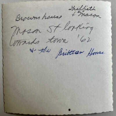 notes on back of photo