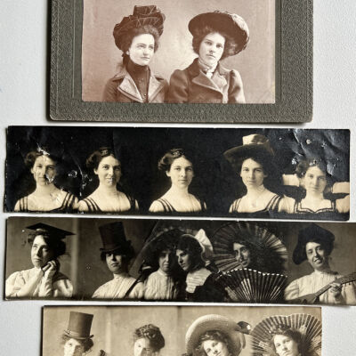 "Penny pictures" of Olive and a friend Lillian Pomeroy of GR "while they worked at Thum's office