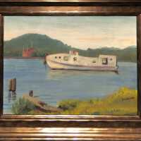 Boat in Kalamazoo River by Theodore Swoboda Sr.