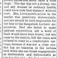          cr1882012001MrsLivermoreaFraud.JPG; Mrs. Livermore failed to show up from Redpath Lyceum Bureau of Chicago
   