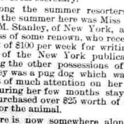 cr1893101301MissCharlotteMStanleyVisits.jpg: Miss Charlotte M. Stanley of New York and her pug dog