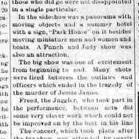          cr1904080501BentleysJessiejamesShow.jpg; Bentley's Jesse James Show, Freed the Juggler
   