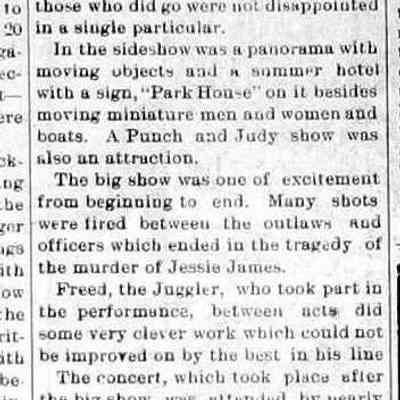cr1904080501BentleysJessiejamesShow.jpg: Bentley's Jesse James Show, Freed the Juggler