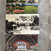          page 1 front; The Big Pavilion. Hotel Saugatuck and the Pavilion Dock. Interior of Pavilion
   