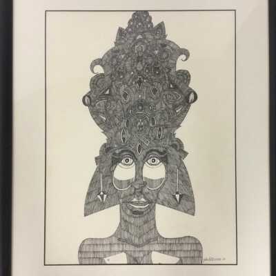 Head with big eyes