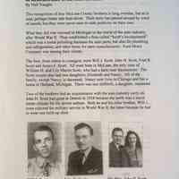          In Remembrance of the Scott Brothers
By Nell Vaughn
This recognition of four McLean County brothers is long overdue, but as is said, perhaps better late than never. Their story has passed around by word of mouth, but they were never ones to seek publicity on their own.
What they did was succeed in Michigan in the world of the auto industry, after World War II. They established a firm called 