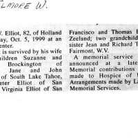          Obit of Elliot Elmore, which may or may not be the same person.
   