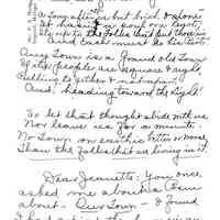          Facsimile of a letter written in 1949 from Saugatuck historian May Francis Heath to Jeannette (Walker) Barr, the daughter of Dr. Robert J. Walker who served Saugatuck for nearly 50 years beginning in 1895. Mrs. Heath was responding to a request by Mrs. Barr for a poem that Mrs. Heath had quoted at some club meeting. She makes no note about whether she wrote the poem in question or copied it from another source.
   