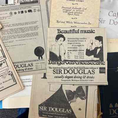 Unknown accession number. In addition to the two reviews above, the collection included numerous pieces of Sir Douglas articles, reviews, menus, etc. We do not know where these came from.