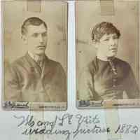          Wedding photos of Loren and Harriet Smalley, 1882 front; Located in box 145
   