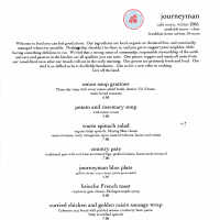 Journeyman Cafe Menu