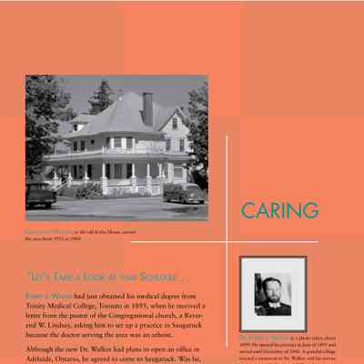 Caring - Doctor Robert J. Walker: “Let’s Take a Look at that Schedule..."
Robert J. Walker had just obtained his medical degree from
Trinity Medical College, Toronto in 1895, when he received a
letter from the pastor of the Congregational church, a Reverend
W. Lindsay, asking him to set up a practice in Saugatuck
because the doctor serving the area was an atheist.
Although the new Dr. Walker had plans to open an office in
Adelaide, Ontario, he agreed to come to Saugatuck. Was he,
like the pastor, concerned with the spiritual wellbeing of the
people? Or was there something else about the community, or
the financial arrangements, that made the offer more enticing?
His new position ran into a glitch when he went to the train
station to buy a ticket. Train officials in Canada had never
heard of Saugatuck, and couldn’t locate it on their schedules
because it didn’t have a train station. He was routed out of his
way, one story has it that he was sent to Saginaw, before he finally
got near enough to Saugatuck that someone knew what
he was talking about. Dr. Walker arrived on June 3, 1895 —
by stage coach.
Photo captions -- Dr. Robert J. Walker in a photo taken about
1899. He opened his practice in June of 1895 and
served until December of 1943. A grateful village
erected a memorial to Dr. Walker and his service
to the area in the Saugatuck Village Square near
his old office.
Dr. and Mr. Walker, nearly 50 years as
village doctor. Because there was no local ambulance,
he carried a stretcher in the back of
his car. Retired in 1943.