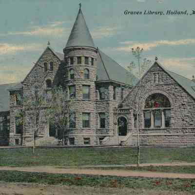Item not included in collection: For image identification only.: Graves Library, Holland, Michigan. Postcard published by the Coster Photo Supply Co., Holland, Michigan