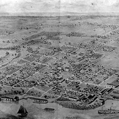 Jos Warner 1907 bird's-eye sketch of Douglas