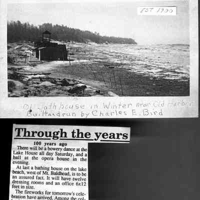 Deam42.jpg 901KB: Digital file on Jack Sheridan Drive 2021.72.02
At last a bathing house on the lake beach, west of Mt. Baldhead, is to be an assured fact. It will have twelve dressing rooms and an office 6x12 feet in size.