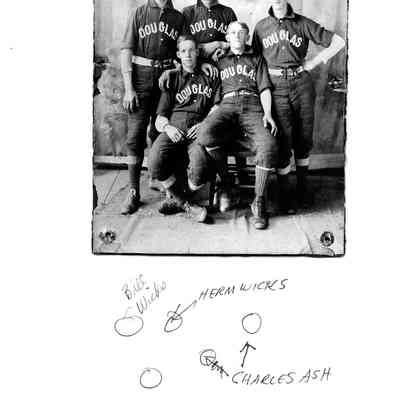 89-1-72 baseball team ca 1910.jpg 522MB: Five Douglas baseball players including Bill Wicks, Herm Wicks and Charles Ash