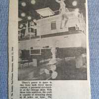          Sherri Stadler posing atop a River Queen houseboat at Chicago Boat Show; The Sunday Post-Tribune Panorama, March 13, 1966
   