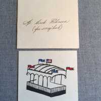          3.5x4 inch party invitation with illustration of Chain Ferry and envelope; Addressed to Mr. Erik Peterson (for scrapbook)
   