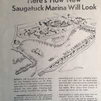          Architect's sketch of the to-be-built Tower Marina, top section; Grand Rapids Free Press, March 6, 1966
   