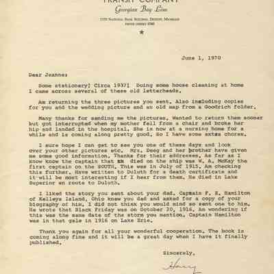 EDG-0002.JPG 1.1MB: June 1970 letter to Jeanne Edgcomb on Chicago, Duluth and Georgian Bay Transit Company, Georgian Bay Line stationary.