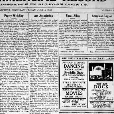 Advertisement from Commercial Record, July 5, 1940. No ads for the Pavilion appear in 1941 or 1942.