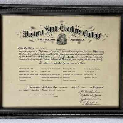 Wark Graduation Certificate for Teaching in the Michigan Public Schools
