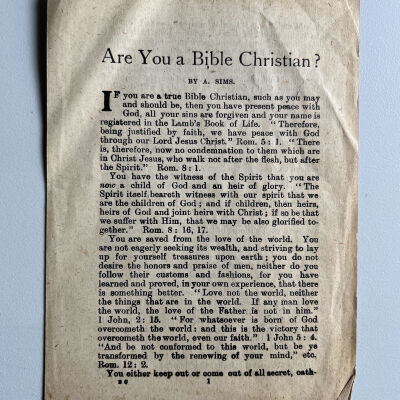 "Are You a Bible Christian?" by A. Sims, front