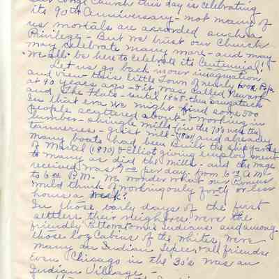 Diaz0398CongregationalChurch-90thAnniversary.jpg 1.2MB: Notes for 1 Oct 1950 speech "Early Church Days" by May Heath, page 1