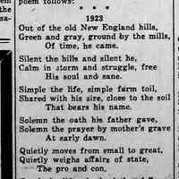          cr1933020301VanWallinWritesCalvinCollidgePoem.jpg; Van A. Wallin, head of Wallin Leather Co. of Grand Rapids, poem about Calvin Coolidge
   