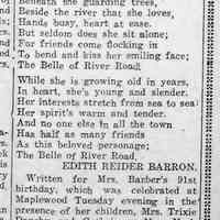          cr1940092701BelleOfRiverRoad-Poem-MrsJosephineBarber.jpg; Edith Reider Barron poem celebrating Mrs. Josephine Barber on her 91st birthday
   