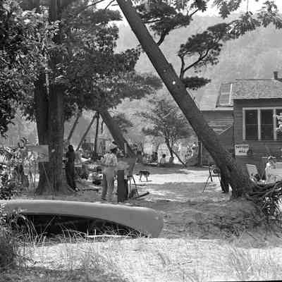 a268.jpg 3.6MB: Sutters Mill, canoe in foreground, life painting class
