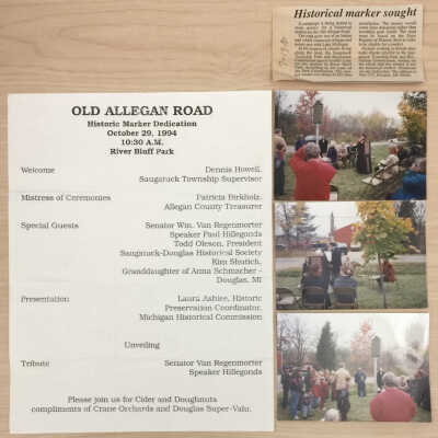 Old Allegan Road Historic Marker Dedication