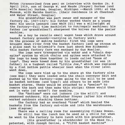 Gordon Durham Basket Factory notes