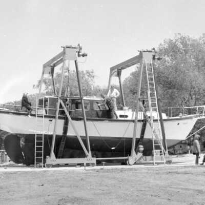 Lasata sailboat christening, Singapore Yacht Club, 1961