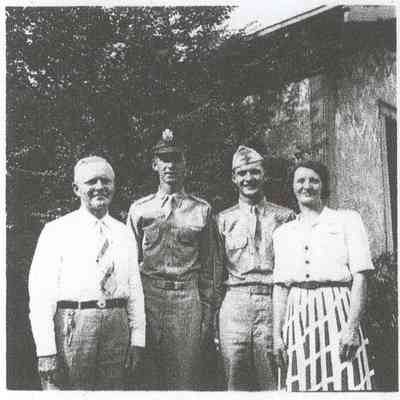 Mather-14-DanWFamily.JPG 415KB: Dan W. Mather with his two sons in WWII service uniforms and spouse Lillian.