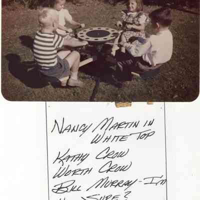 MWM-NancyMartin-FrankWicksMaplewoodAug43.jpg 250KB: Nancy Martin in white top. Kathy Crow, Worth Crow, Bill Murray?