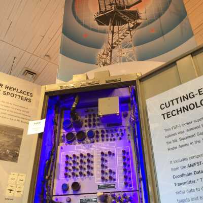 As displayed at SDHC museum's "Cold War/Hot Towns" exhibit: blue LED light added [by Chuck Gustafson] to enhance display